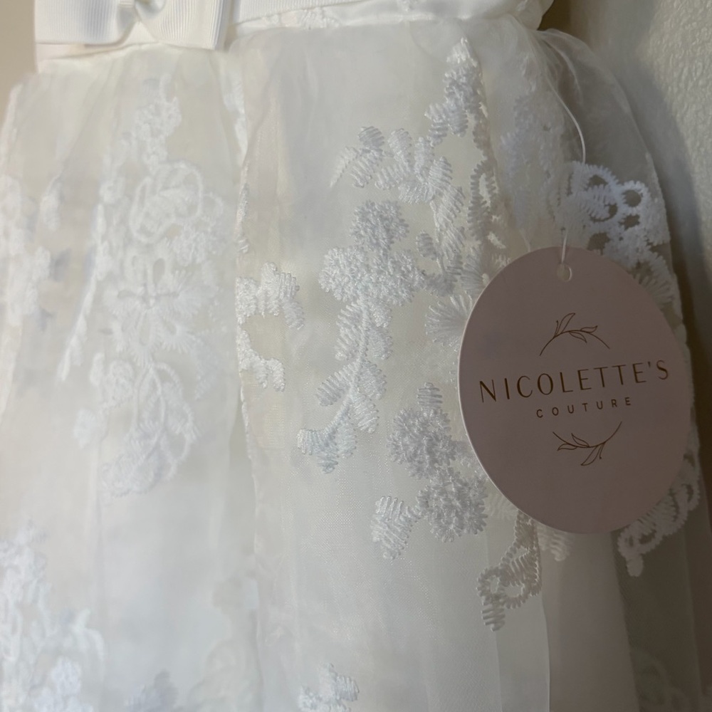 Nicolette’s Couture Christening Gown Lace Baptism Dress White 6 Months - Picture 6 of 12